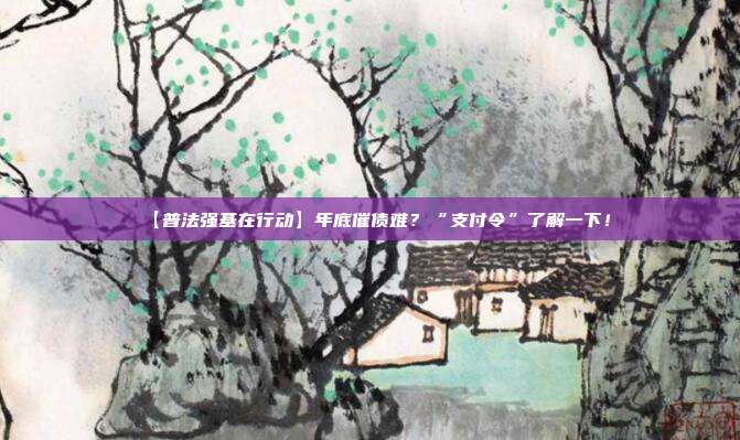 【普法强基在行动】年底催债难?“支付令”了解一下!