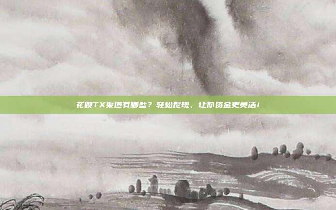 花呗TX渠道有哪些?轻松提现,让你资金更灵活!