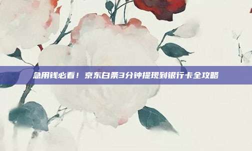 急用钱必看!京东白条3分钟提现到银行卡全攻略
