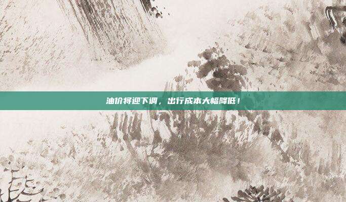 油价将迎下调,出行成本大幅降低!