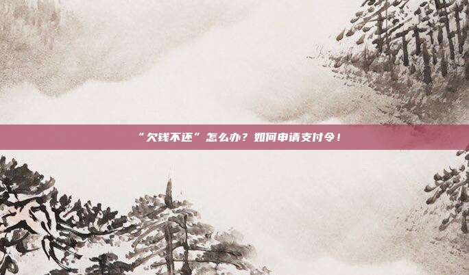 “欠钱不还”怎么办?如何申请支付令!