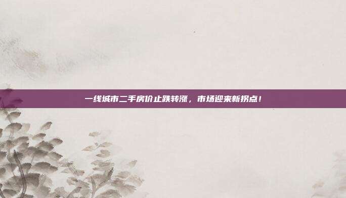 一线城市二手房价止跌转涨,市场迎来新拐点!