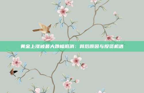 黄金上涨被最大跌幅抵消:背后原因与投资机遇