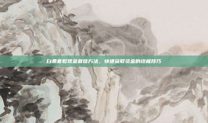 白条套取现金最佳方法,快速获取资金的终极技巧