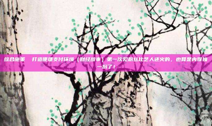 综合施策 打造便捷支付环境(财经故事)第一次见粉丝比艺人还火的,也算是内娱独一份了!