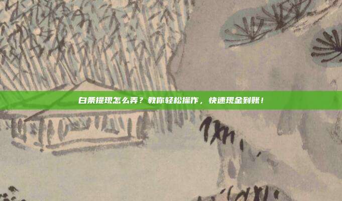 白条提现怎么弄?教你轻松操作,快速现金到账!