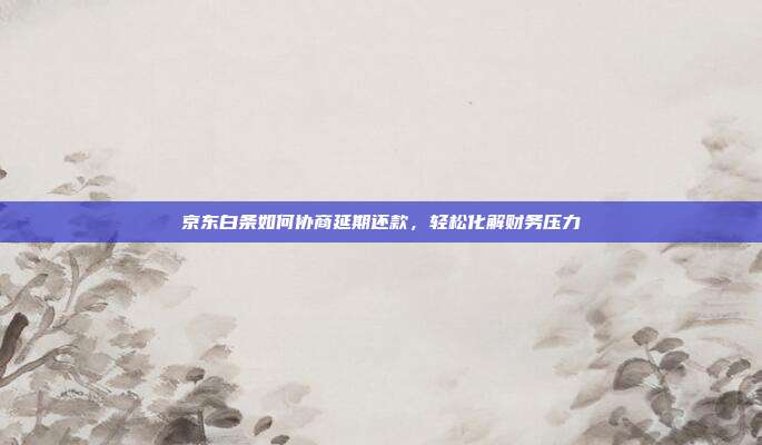 京东白条如何协商延期还款,轻松化解财务压力