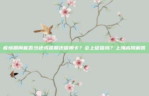 疫情期间能否少还或延期还信用卡?会上征信吗?上海高院解答